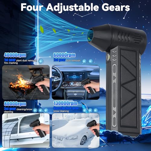 hepanio Snow Whiz Turbo Blower,2026 Upgrade Snow Blower,Snowwhiz Turbo Blower with Led,3 Gear Adjustable Super Power Turbo Breeze Electric Blow,Mini Turbos Snow Blower for Car for Car,Home,Keyboard,Computer - Image 2
