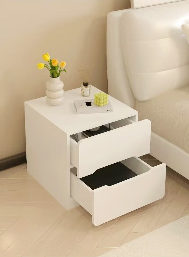 فاشون هوم منضدة سرير خشبية بتصميم عصري قطعة واحدة لغرفة النوم، طاولة جانبية واسعة مع أدراج تخزين، خزانة تخزين بجانب السرير لغرفة المعيشة والمكتب 40x41x45 سم (مجمعة بالكامل) - Image 2