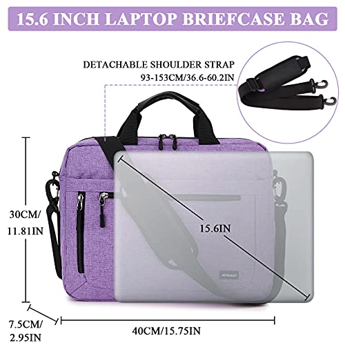 RAVUO Laptop Bag for Women, 15.6 inch Lightweight Shoulder Bag Water Resistant Shockproof Laptop Sleeve Case Business Briefcase with Shoulder Strap Purple - Image 2