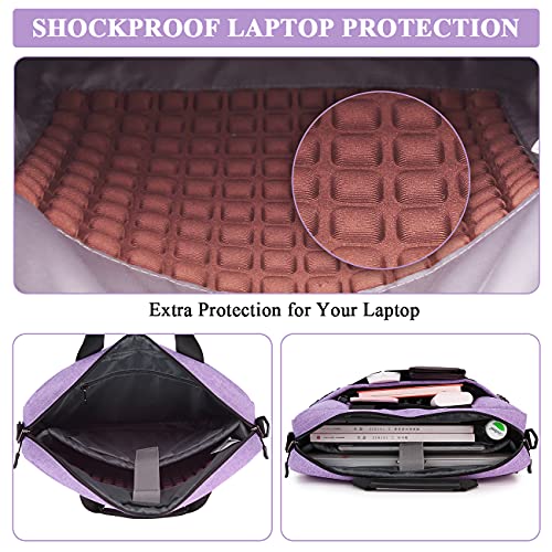 RAVUO Laptop Bag for Women, 15.6 inch Lightweight Shoulder Bag Water Resistant Shockproof Laptop Sleeve Case Business Briefcase with Shoulder Strap Purple - Image 4