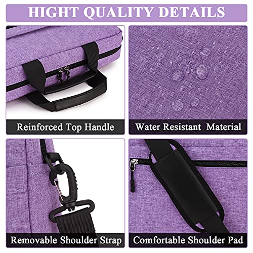 RAVUO Laptop Bag for Women, 15.6 inch Lightweight Shoulder Bag Water Resistant Shockproof Laptop Sleeve Case Business Briefcase with Shoulder Strap Purple - Image 3