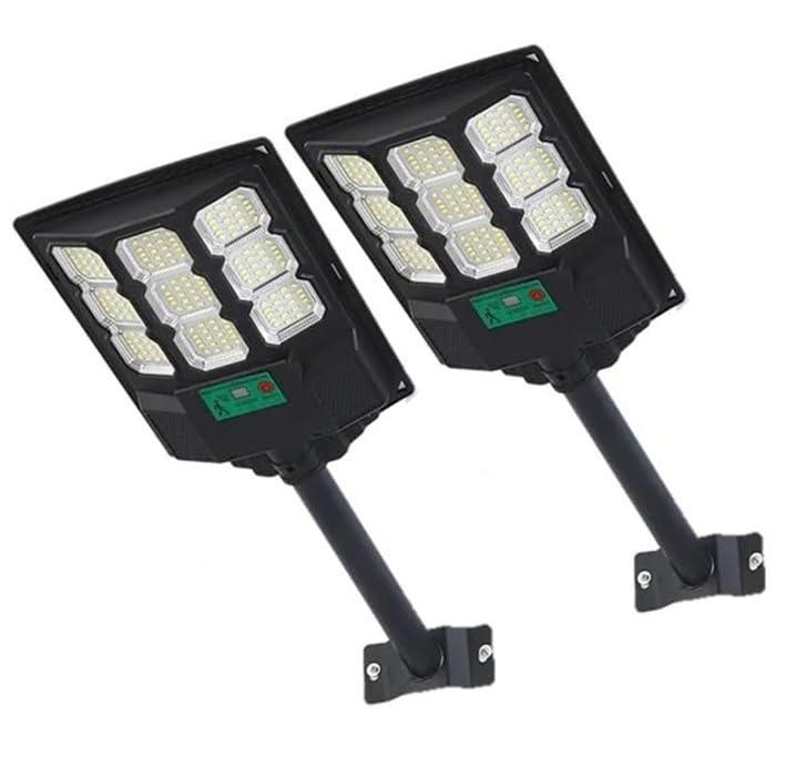 kh Solar Street Light Motion Sensor, 144 LED, 60 W, 6000 K Dusk to Dawn Solar Flood Lights Outdoor Waterproof with Remote Control, LED Solar Lights for Outside Garden Yard, Parking (Pack of 2) - Image 1