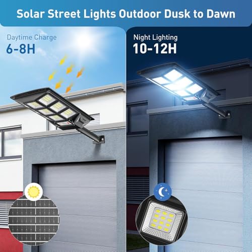 kh Solar Street Light Motion Sensor, 144 LED, 60 W, 6000 K Dusk to Dawn Solar Flood Lights Outdoor Waterproof with Remote Control, LED Solar Lights for Outside Garden Yard, Parking (Pack of 2) - Image 3