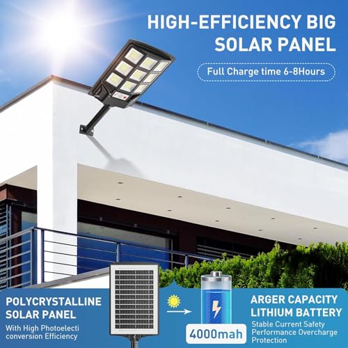 kh Solar Street Light Motion Sensor, 144 LED, 60 W, 6000 K Dusk to Dawn Solar Flood Lights Outdoor Waterproof with Remote Control, LED Solar Lights for Outside Garden Yard, Parking (Pack of 2) - Image 2