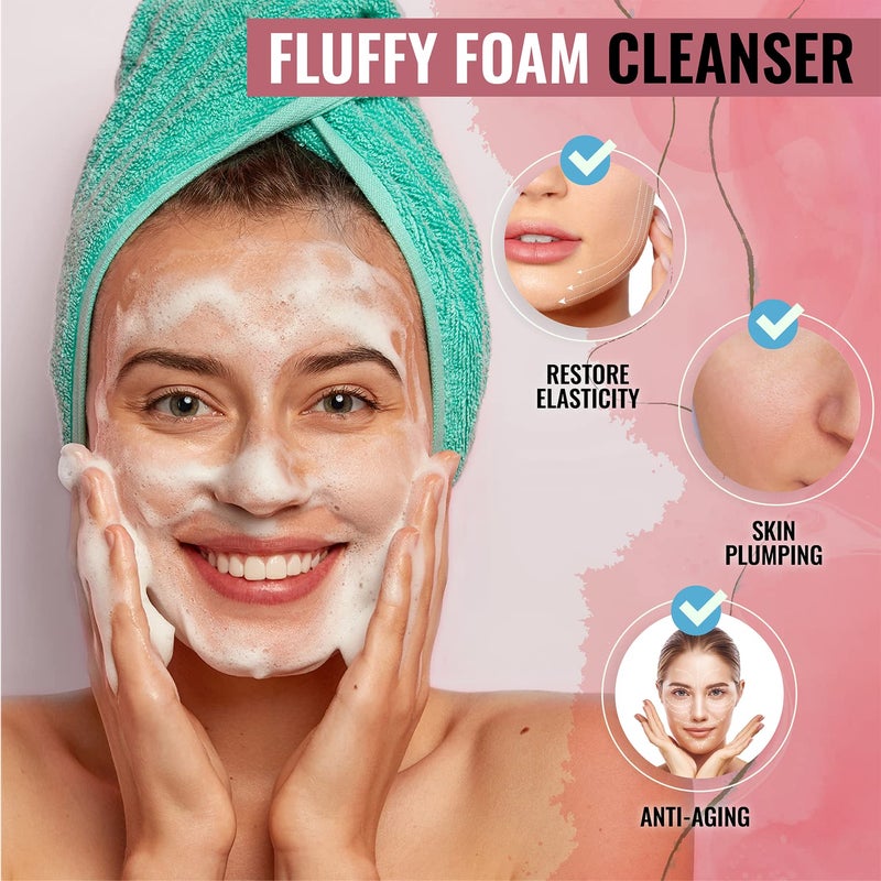 LOOKATME Korean Face Wash for Sensitive Skin - Water Based Bubble Skincare Cleanser - K Beauty Natural Acne Foaming Cleaner - Hydrating Skin Care Cleansing Foam with Low pH - Collagen - Image 2