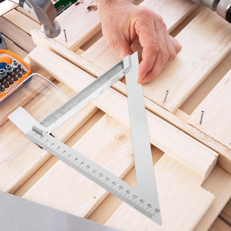 مسطرة مثلثية من سبائك الألومنيوم ذات قاعدة عريضة أداة قياس زاوية قائمة لأعمال النجارة والرسم الهندسي - Image 5