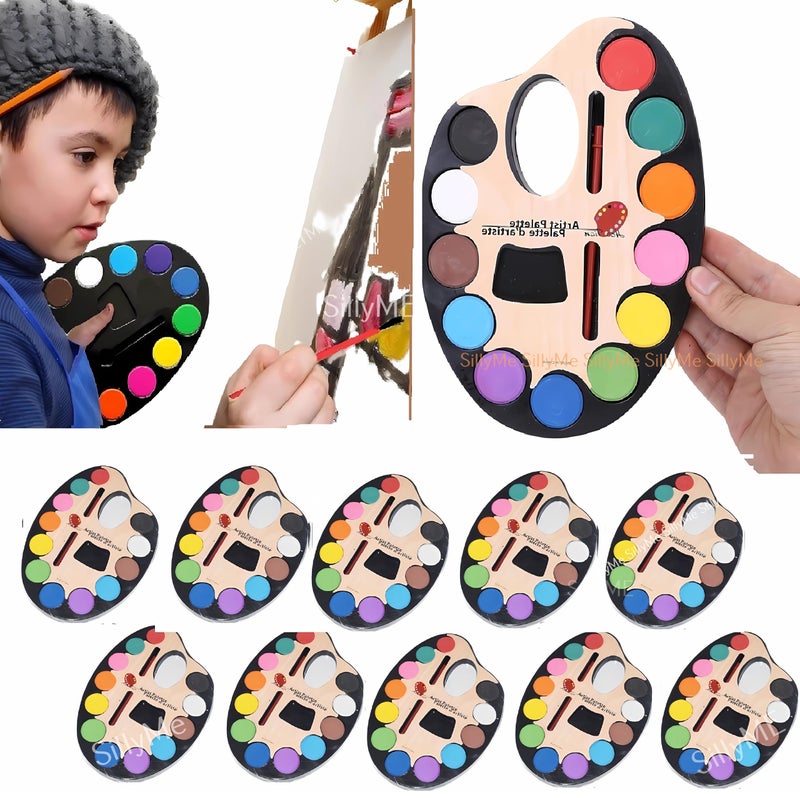 SILLYME 6pcs Return Gifts birthday party for kids - Water Color Palette with Paint Brush - return gift for kids birthday age 6-10 - Image 1