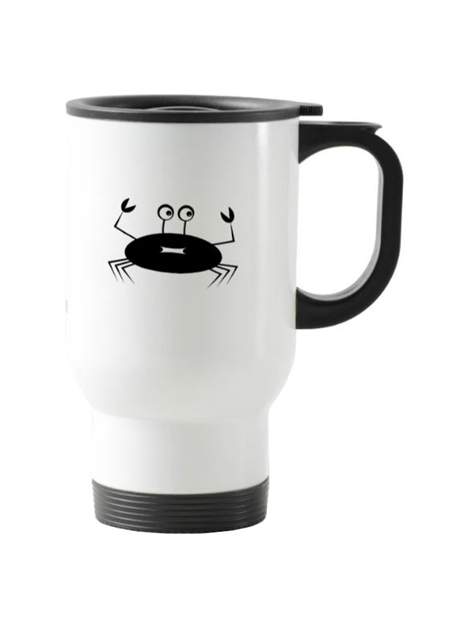 Crab Printed Travel Mug White 13centimeter