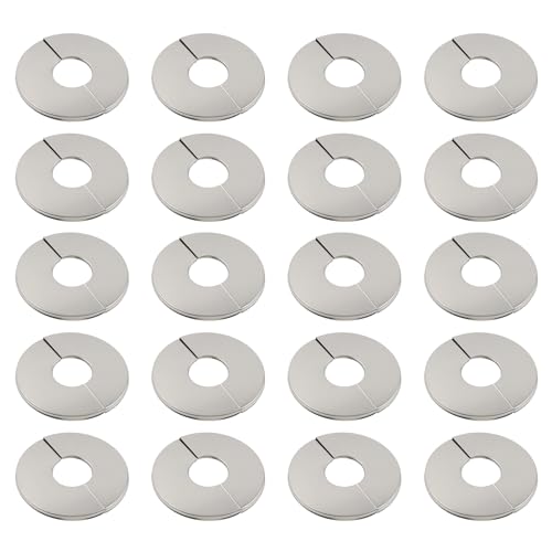 Nicerity 20Pcs Stainless Steel Wall Split Flange Shower Arm Flange 259x09466x24mm Round Escutcheon Plate Cover for Various Pipes - Image 1