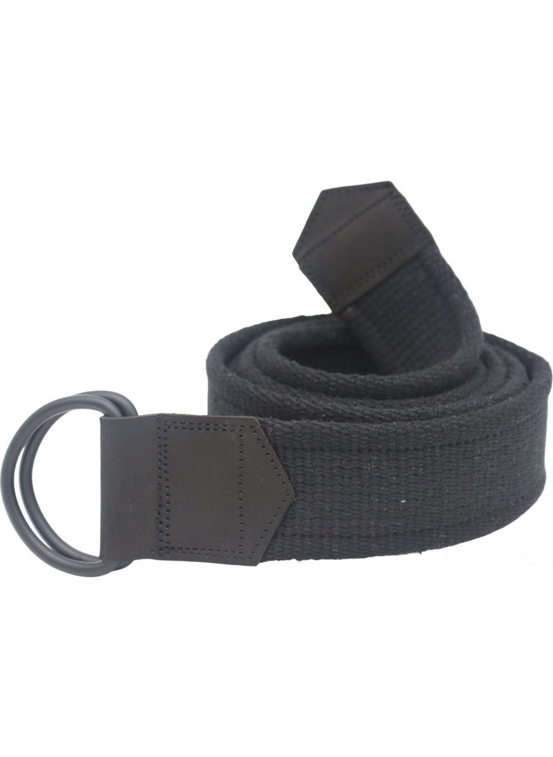 Anatolia Craft Leathered Black Antique Loop Woven Navy Blue Black Brown Tactical Sport Canvas Jeans Cloth Belt with D Buckle for Men Women Girls Teenager  - Image 5