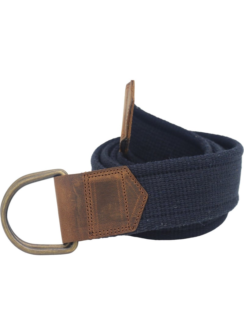 Anatolia Craft Leathered Black Antique Loop Woven Navy Blue Black Brown Tactical Sport Canvas Jeans Cloth Belt with D Buckle for Men Women Girls Teenager  - Image 4
