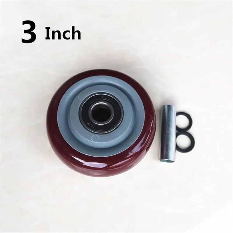 3 Inch Jujube Red PU Caster Wheel Double Bearing Flat Cart Driver 1 Piece - Image 3