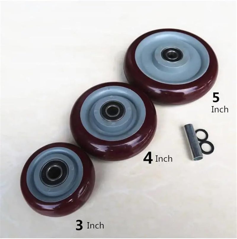3 Inch Jujube Red PU Caster Wheel Double Bearing Flat Cart Driver 1 Piece - Image 4