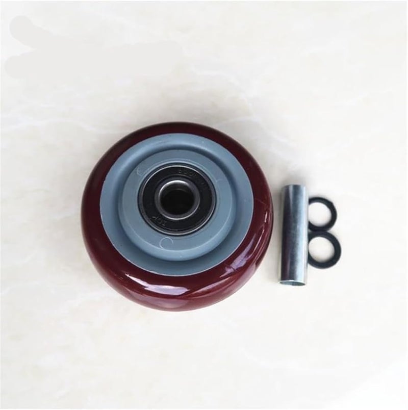 3 Inch Jujube Red PU Caster Wheel Double Bearing Flat Cart Driver 1 Piece - Image 2