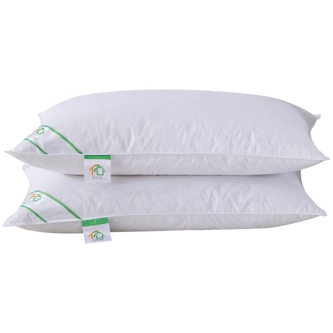 GOOSE FEATHER AND DOWN PILLOWS PAIR LUXURY PILLOWS WITH 100 COTTON COVER MEDIUM AND SOFT FIRMNESS HOTEL QUALITY48X74CM