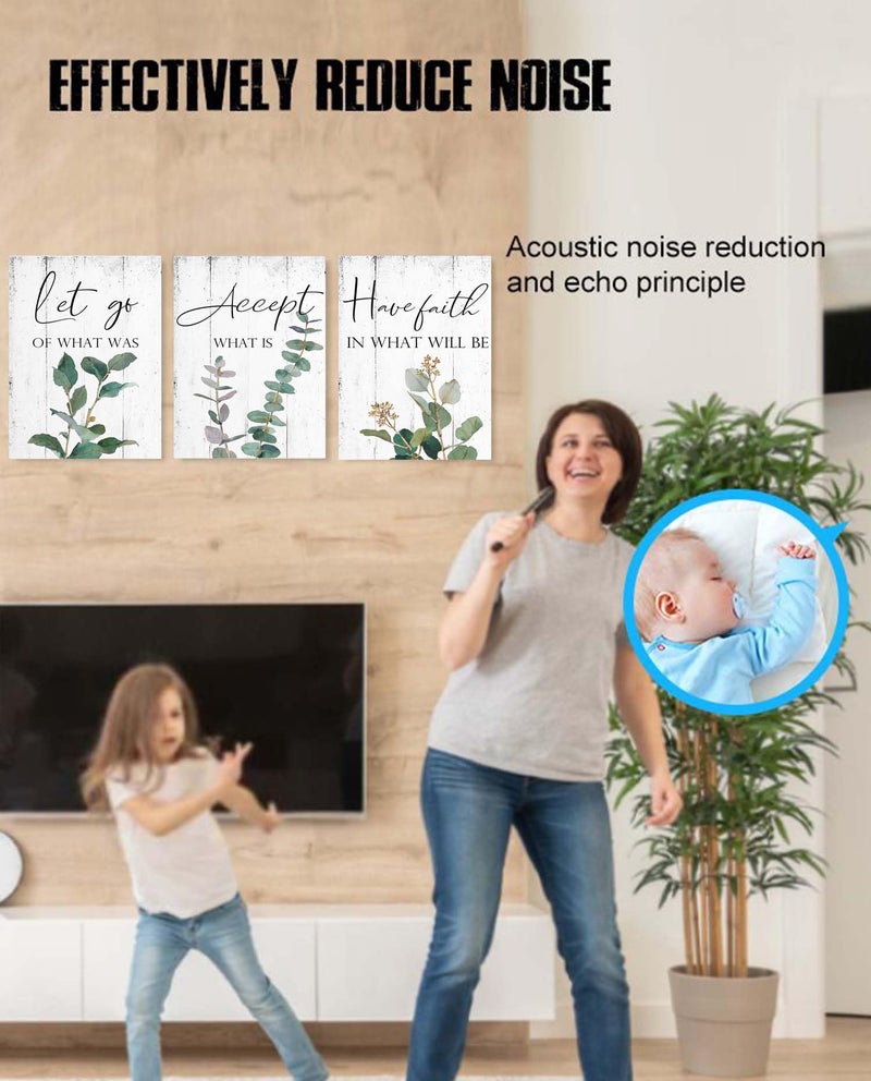 1 KINGO Inspirational Quotes Office Wall Art: Let Go Accept Have Faith 3 Piece Motivational Posters Boho Eucalyptus Picture Print Home Decor for Bedroom Bathroom 12x16"" - Image 3