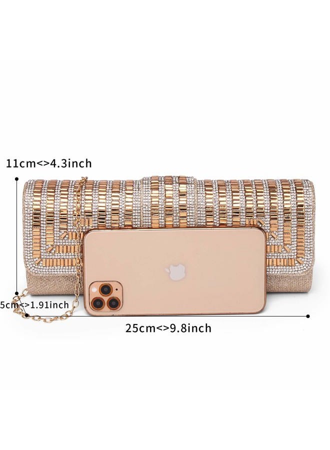 Labair Evening Bag and Clutches for Women Sparkly Clutch Purse with Rhinestones Wedding Party Bridal Handbag., Gold, Small - Image 3