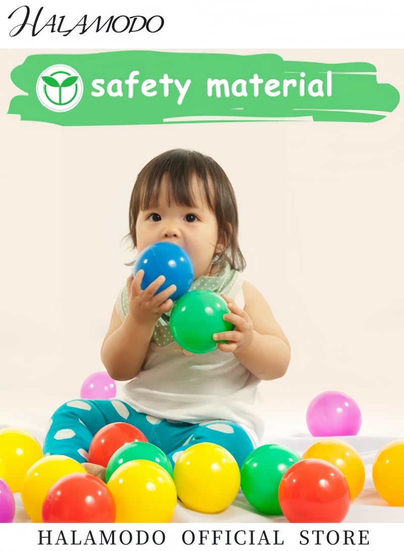 HALAMODO 100PCS Ball Pit Balls Phthalate Free BPA Free Crush Proof Plastic Coloured Balls with 7 Bright Colors Reusable Play Toys for Kids - Image 3