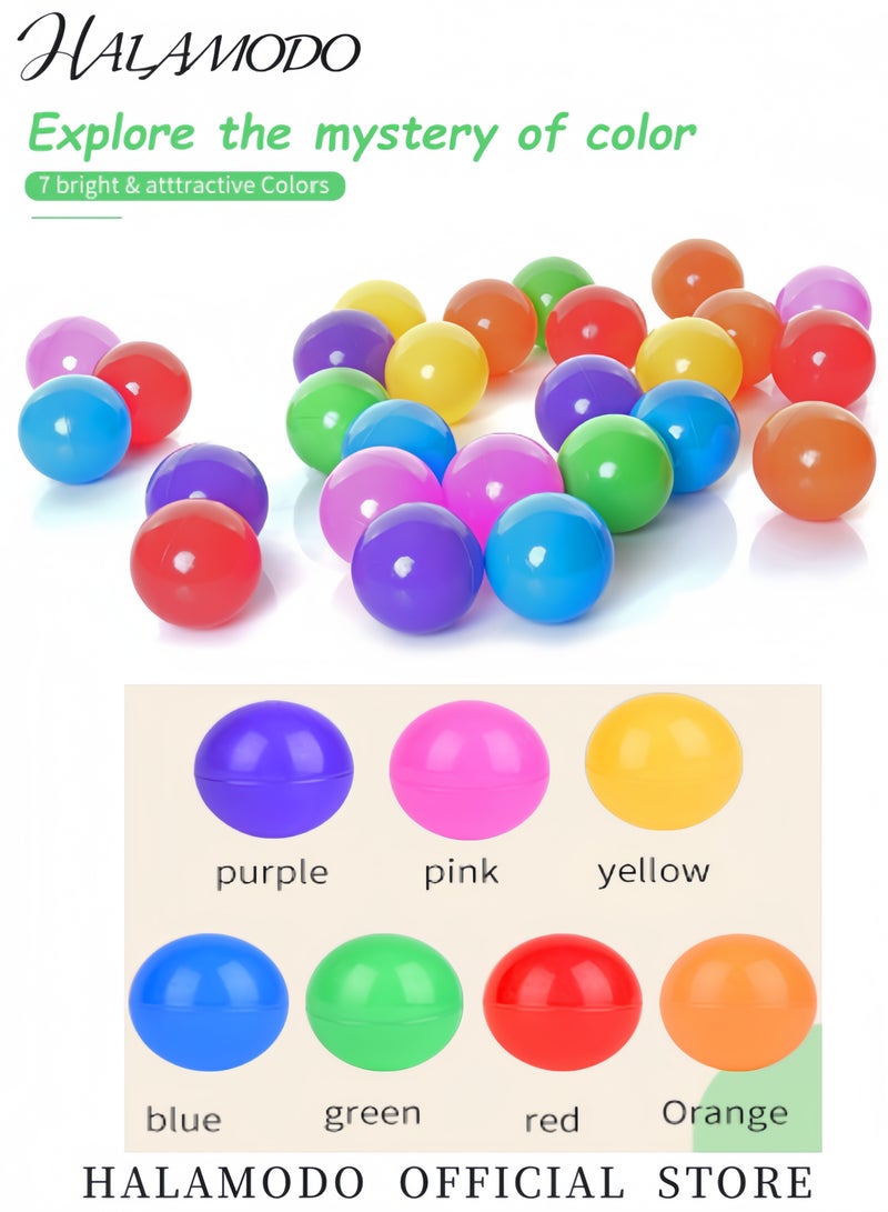 HALAMODO 100PCS Ball Pit Balls Phthalate Free BPA Free Crush Proof Plastic Coloured Balls with 7 Bright Colors Reusable Play Toys for Kids - Image 5