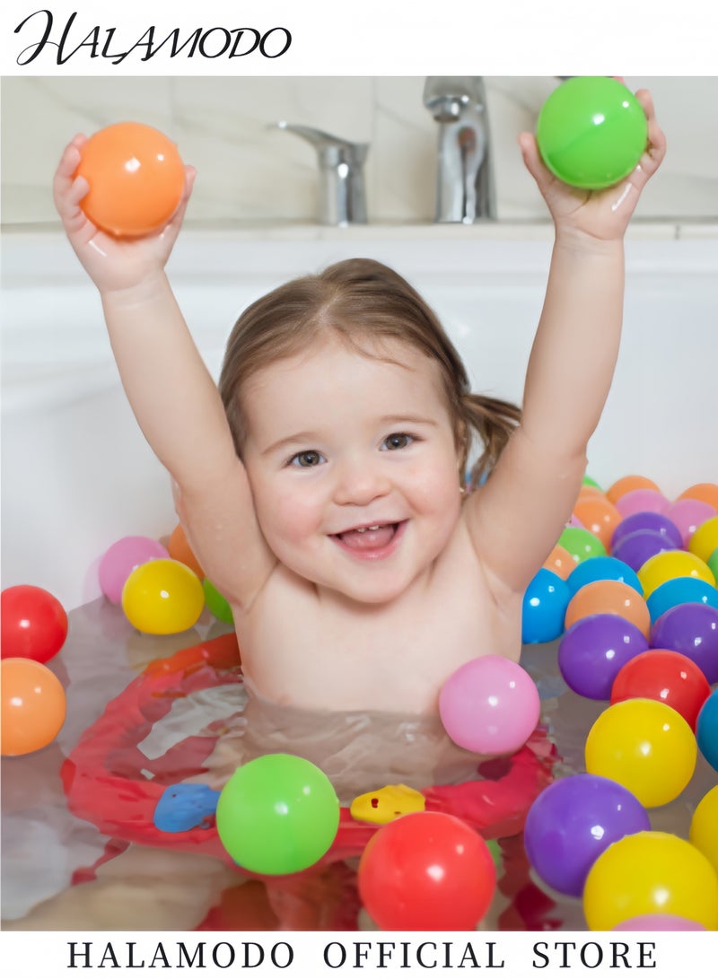 HALAMODO 100PCS Ball Pit Balls Phthalate Free BPA Free Crush Proof Plastic Coloured Balls with 7 Bright Colors Reusable Play Toys for Kids - Image 2