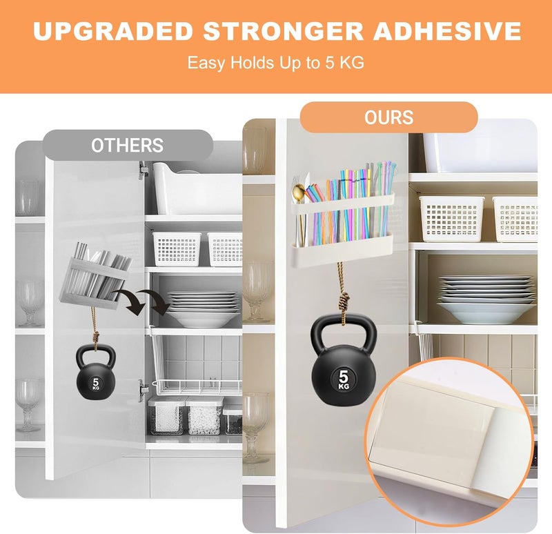 Aurdeayi 9.6'' Large Straw Holder for Cabinet Door, Soft Silicone Straw Organizer Storage Container, Space-Saving Reusable Straws Dispenser, Kitchen Organizer Accessories for Cabinet Cupboard Counter RVs - Image 5