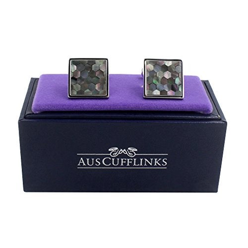 AUSCUFFLINKS Signature Malachite Grey Cufflinks | Mens Gift | Cuff Links Box Included | Gift for Him - Image 2