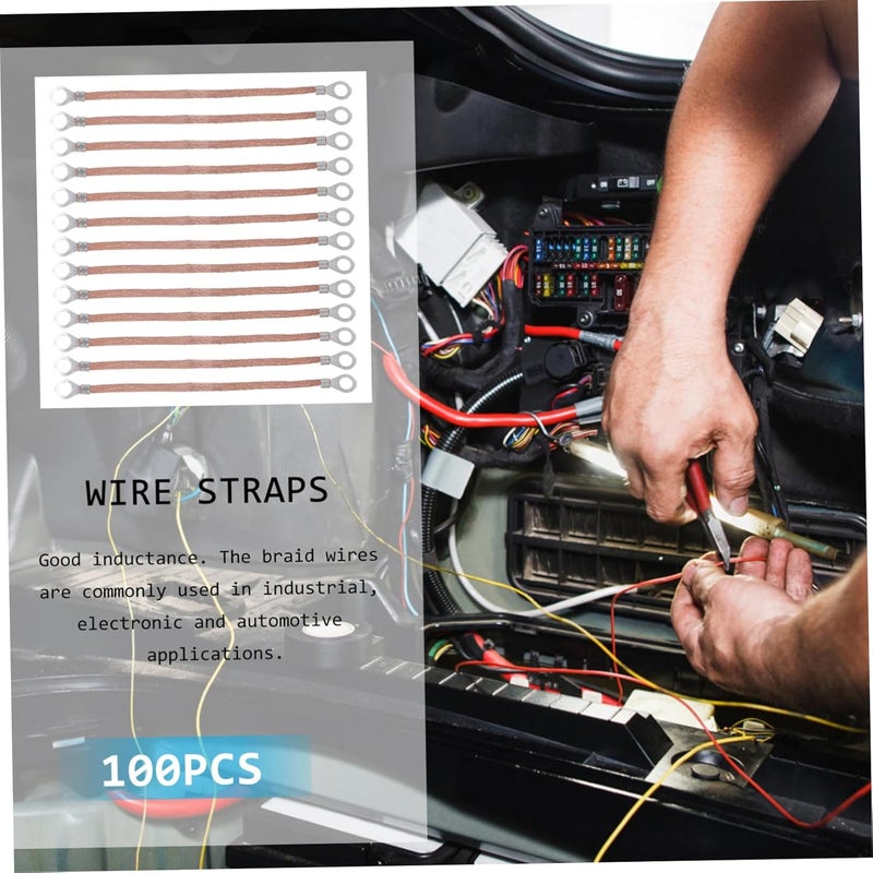 100pcs Copper Braided Ground Strap Wire for Electrical Applications Heavy Duty Ground Lead Wire Suitable for High Voltage Equipment and Electrical Panels - Image 2