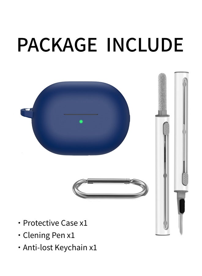 سجيت غطاء حماية من السيليكون الناعم لسماعات Huawei FreeBuds Pro 4 / Pro 3 مع مجموعة تنظيف وسلسلة مفاتيح (أزرق) - Image 2