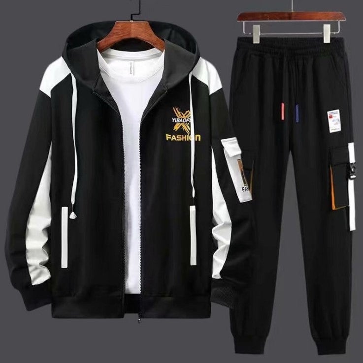 Hooded Zip-Up Sweatshirt Set for Men Spring Autumn Lightweight Casual Outfit - Image 4