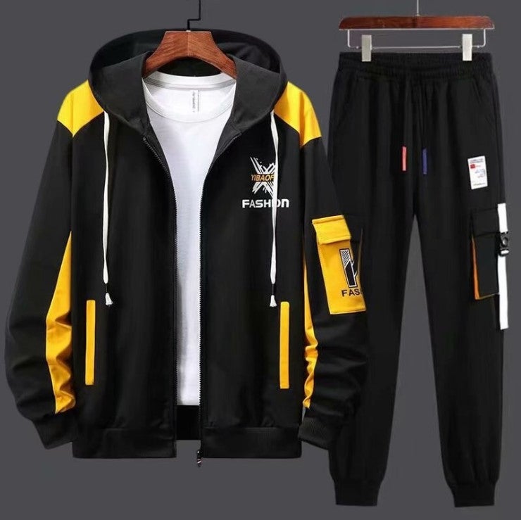 Hooded Zip-Up Sweatshirt Set for Men Spring Autumn Lightweight Casual Outfit - Image 5
