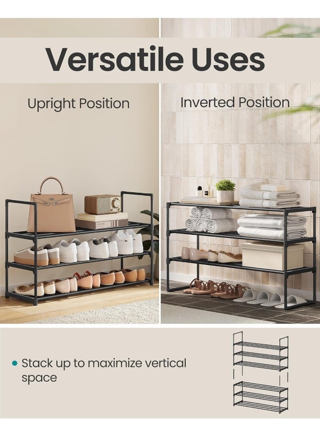 سونمجز حامل أحذية سونغ ميكس، منظم أحذية بثلاث طبقات، رف تخزين معدني، عمودي أو مقلو11.8 x 36.2 x 21.7 Inchesب، يتسع من 16 إلى 20 زوجًا، قابل للتكديس، للمدخل، 30 × 91.9 × 55.1 cm، أسود - Image 4
