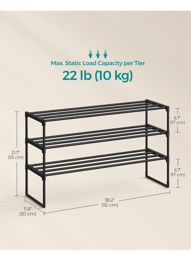 سونمجز حامل أحذية سونغ ميكس، منظم أحذية بثلاث طبقات، رف تخزين معدني، عمودي أو مقلو11.8 x 36.2 x 21.7 Inchesب، يتسع من 16 إلى 20 زوجًا، قابل للتكديس، للمدخل، 30 × 91.9 × 55.1 cm، أسود - Image 3