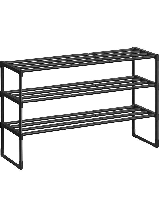 سونمجز حامل أحذية سونغ ميكس، منظم أحذية بثلاث طبقات، رف تخزين معدني، عمودي أو مقلو11.8 x 36.2 x 21.7 Inchesب، يتسع من 16 إلى 20 زوجًا، قابل للتكديس، للمدخل، 30 × 91.9 × 55.1 cm، أسود - Image 2