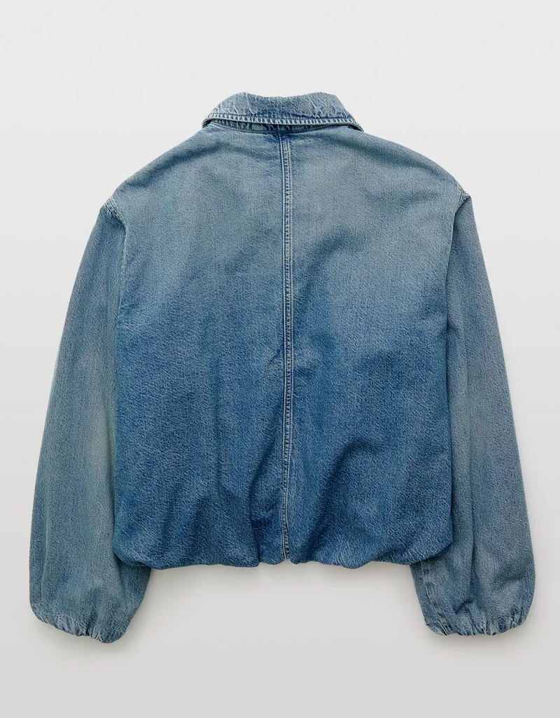 امريكان ايجل جاكيت بومبر دنيم بقصة منفوخة