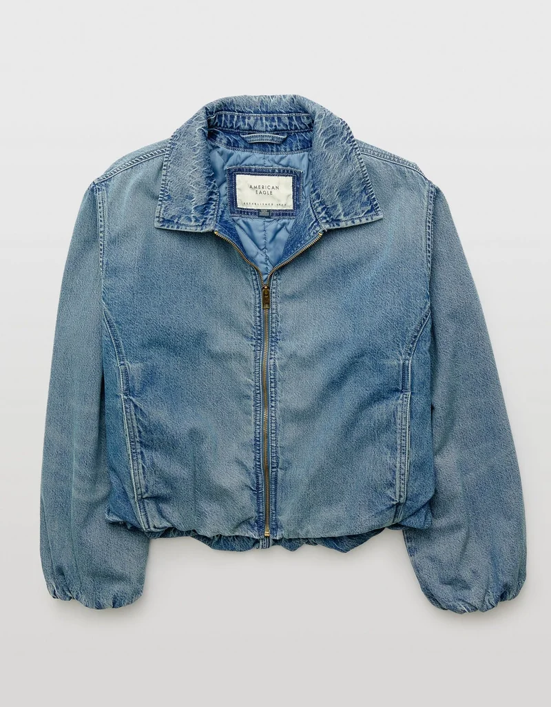 امريكان ايجل جاكيت بومبر دنيم بقصة منفوخة