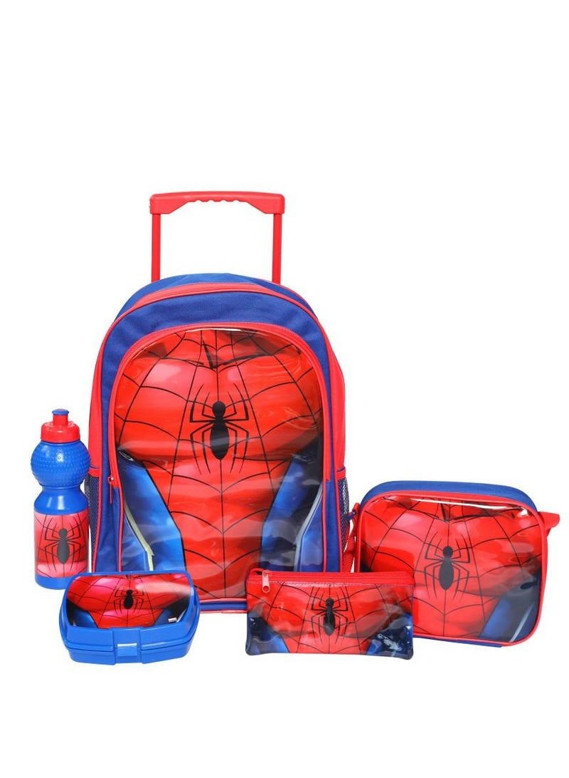 مارفل مجموعة حقيبة عربة سبايدر مان 5 في 1 مع ملحق