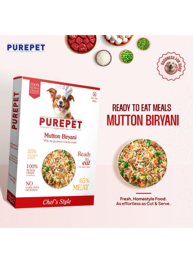 Purepet Fresh Dog Food 300g | Mutton Biryani for Adults & Puppies | High Protein, 65% Real Meat, 35% Veggies & Rice | No Preservatives | Ready to Serve | All Breeds | Single Meal Pack - Image 3