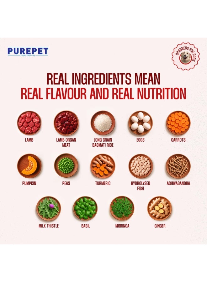 Purepet Fresh Dog Food 300g | Mutton Biryani for Adults & Puppies | High Protein, 65% Real Meat, 35% Veggies & Rice | No Preservatives | Ready to Serve | All Breeds | Single Meal Pack - Image 2