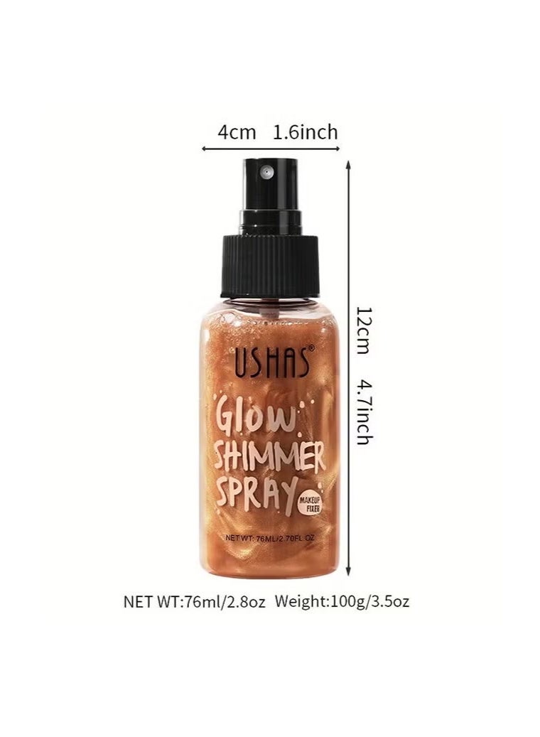 Ushas Glow Shimmer Spray - Shimmer Body Oil Liquid Easy to Push Away Natural Moisture Glitter Face Brightening Glow Pearl Highlighter Illuminator Shine Contouring Makeup for Face and Body #04 - Image 2