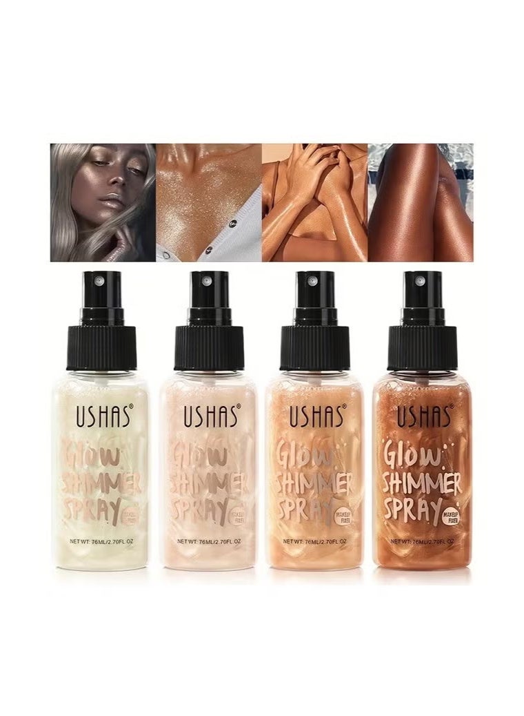 Ushas Glow Shimmer Spray - Shimmer Body Oil Liquid Easy to Push Away Natural Moisture Glitter Face Brightening Glow Pearl Highlighter Illuminator Shine Contouring Makeup for Face and Body #04 - Image 4
