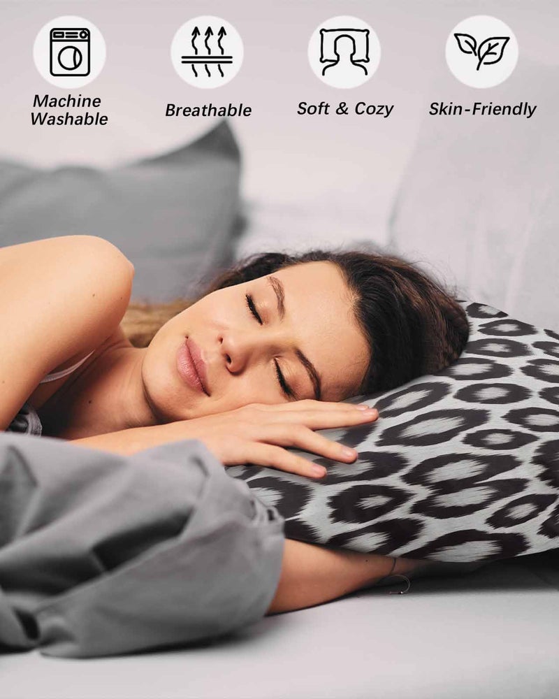 Black Queen Size Microfiber Pillow Cases Set of 2 Leopard Print 20x30 Inches Envelope Closure - Image 5
