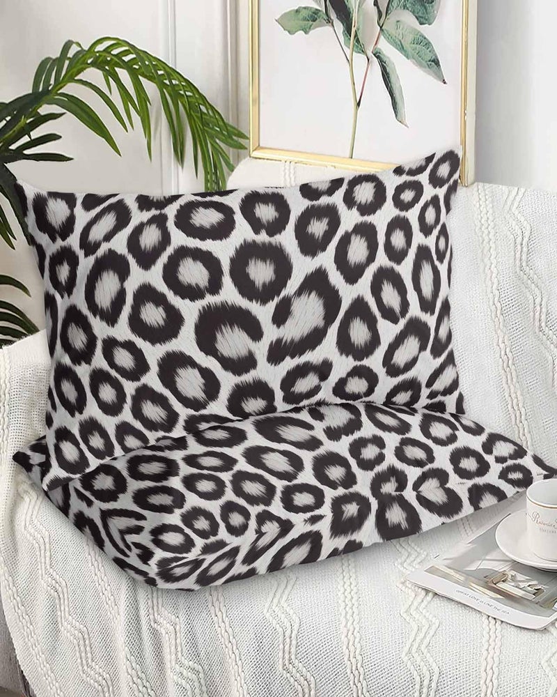 Black Queen Size Microfiber Pillow Cases Set of 2 Leopard Print 20x30 Inches Envelope Closure - Image 2