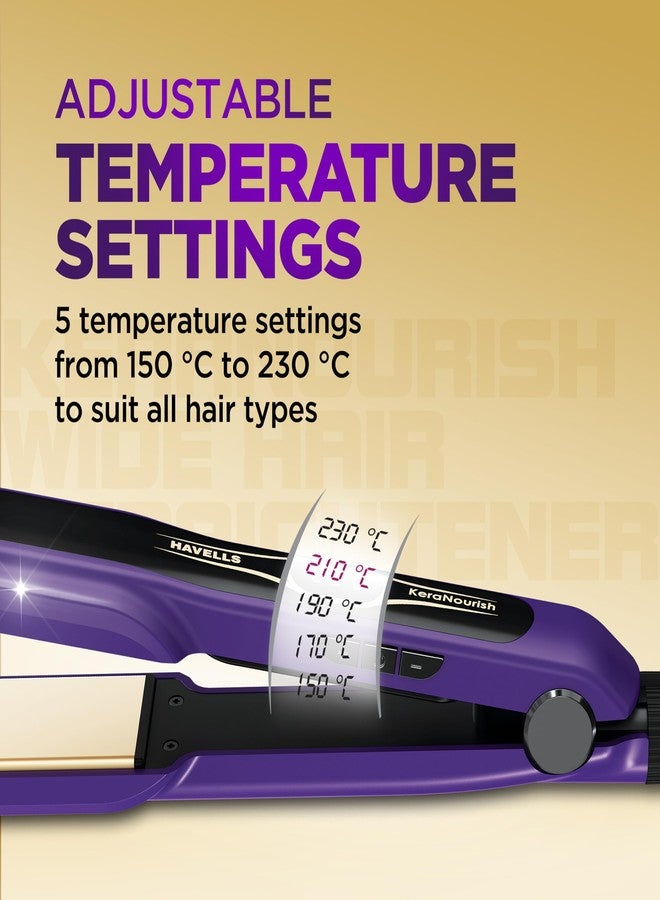 Havells Wide Hair Straightener|KeraNourish| 5 Adjustable Temperature Settings| Digital Display|For All Hair Types|Worldwide Voltage|HS4222 - Image 5