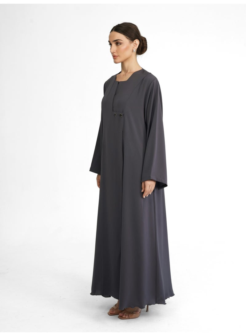 Khan&Co. Nintey Degree Grey Grey Abaya in Soft Crepe - by Abdullah Khan - Image 5