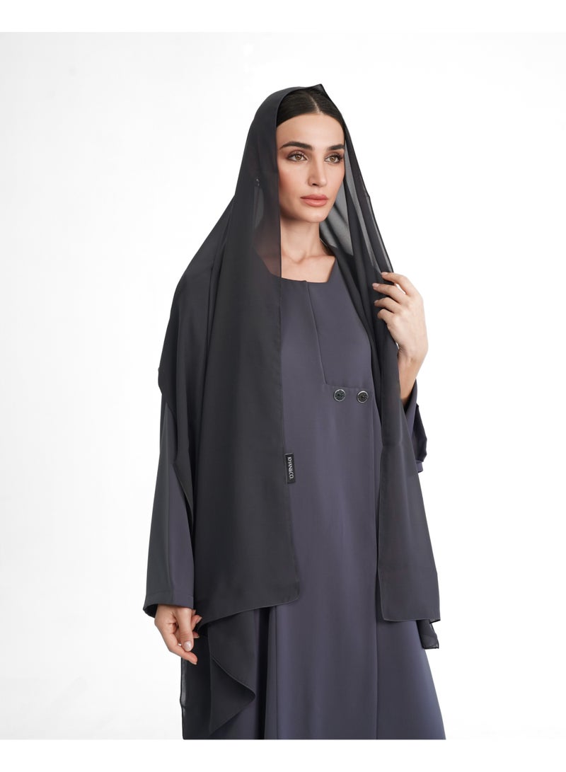 Khan&Co. Nintey Degree Grey Grey Abaya in Soft Crepe - by Abdullah Khan - Image 4