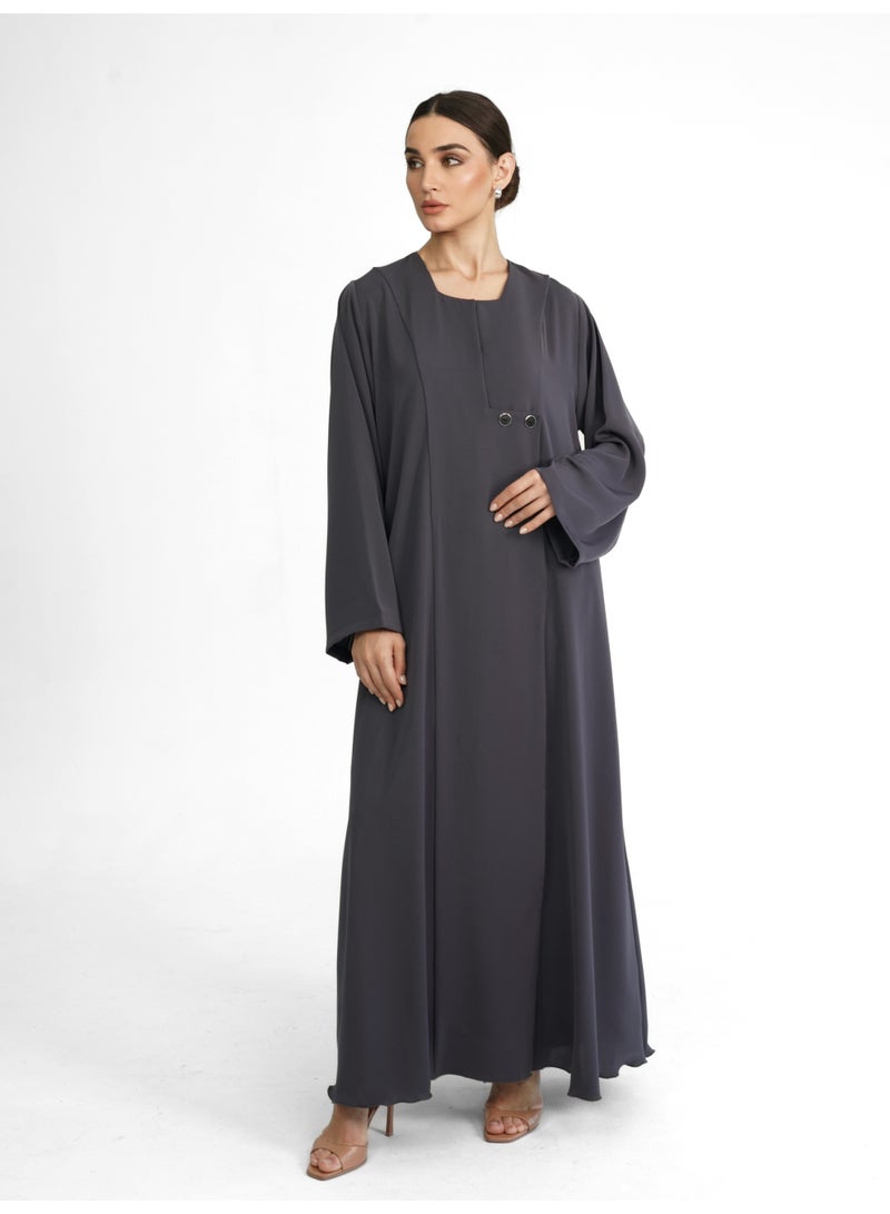 Khan&Co. Nintey Degree Grey Grey Abaya in Soft Crepe - by Abdullah Khan - Image 1