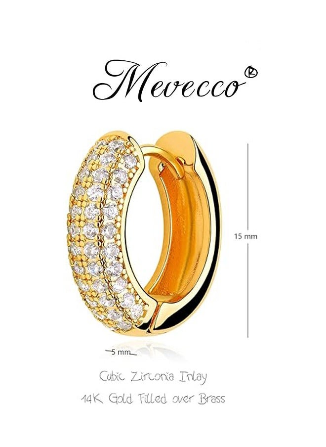 Mevecco Women Huggie Earrings Gold Hoop 14K Gold Filled Small Simple Handmade Hypoallergenic Everyday Jewelry  - Image 4