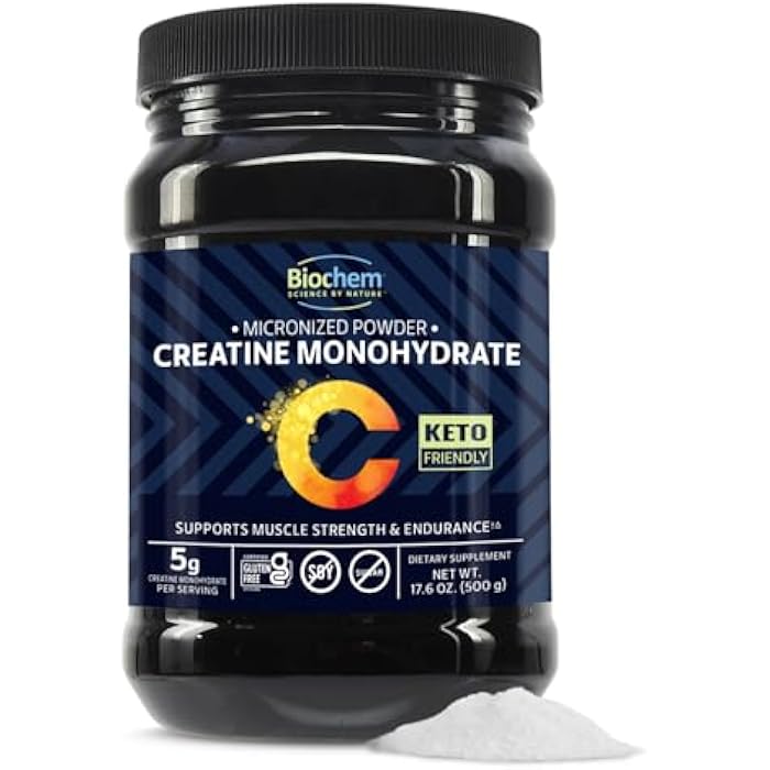 Biochem Micronized Creatine Monohydrate Powder – Muscle Strength & Endurance Support – Clean, Vegan Formula – Certified Gluten Free, K-Parve & Keto – 17.6 oz - 100 Servings - Image 1