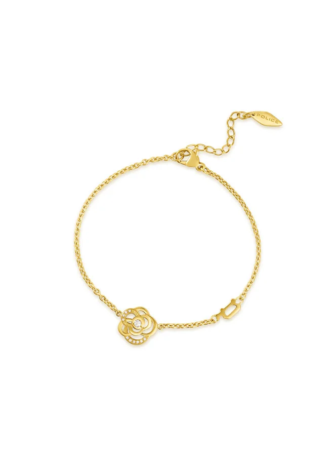 POLICE Stonerose Gold Floral Crystals Bracelet for Women
