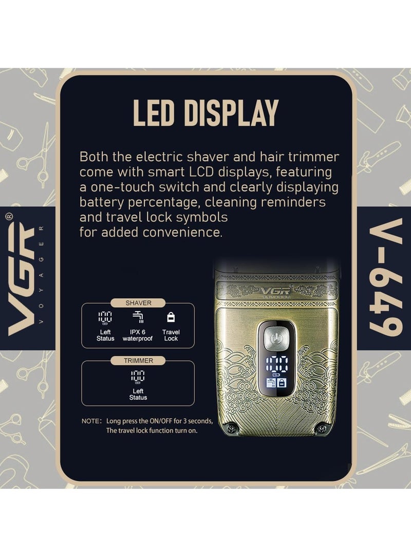 VGR Professional Hair Trimmer Shaver Set - Precision Grooming With Titanium Foils, Detachable T-Blade, And Usb Recharge Ability For Ultimate Convenience , V-649 - Image 5